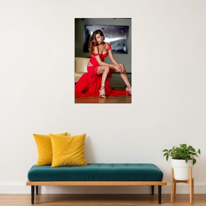 Red Hot Sexy Female Model With Dress Poster Wall Art Print Home Wall Decor - xonomax