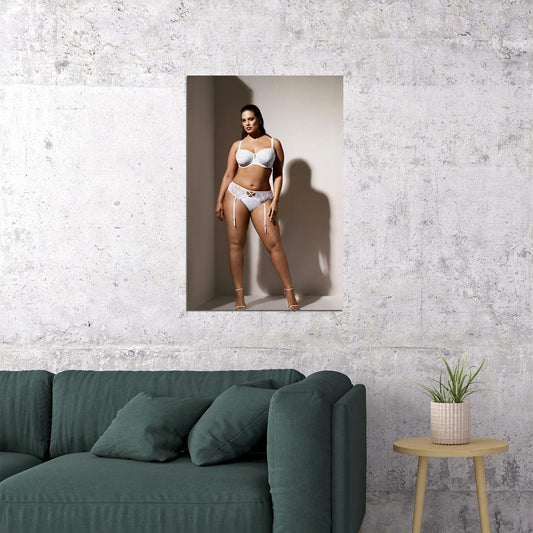 Think Big Sexy Female Model White Underwear Photo Poster Wall Art Print Home Wall Decor - xonomax