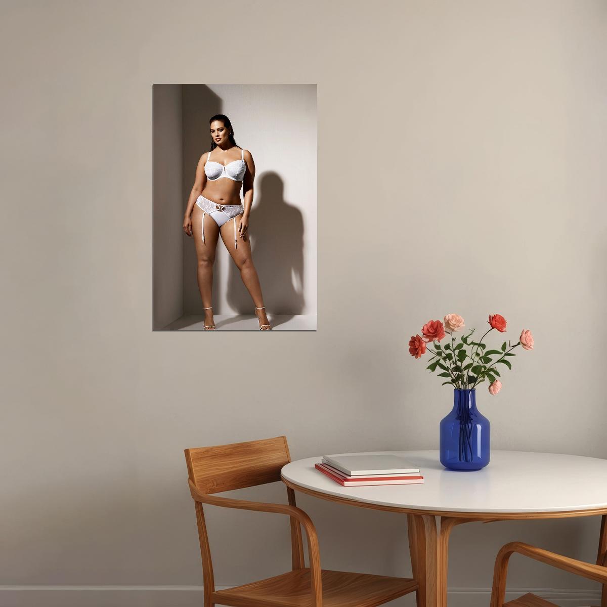 Think Big Sexy Female Model White Underwear Photo Poster Wall Art Print Home Wall Decor - xonomax