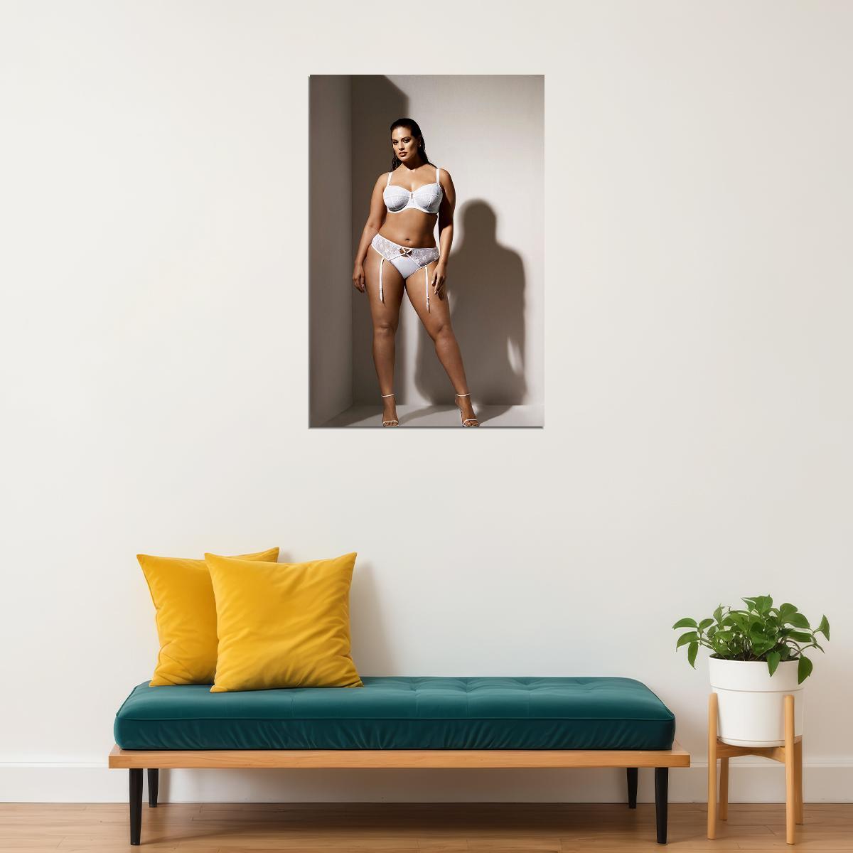 Think Big Sexy Female Model White Underwear Photo Poster Wall Art Print Home Wall Decor - xonomax
