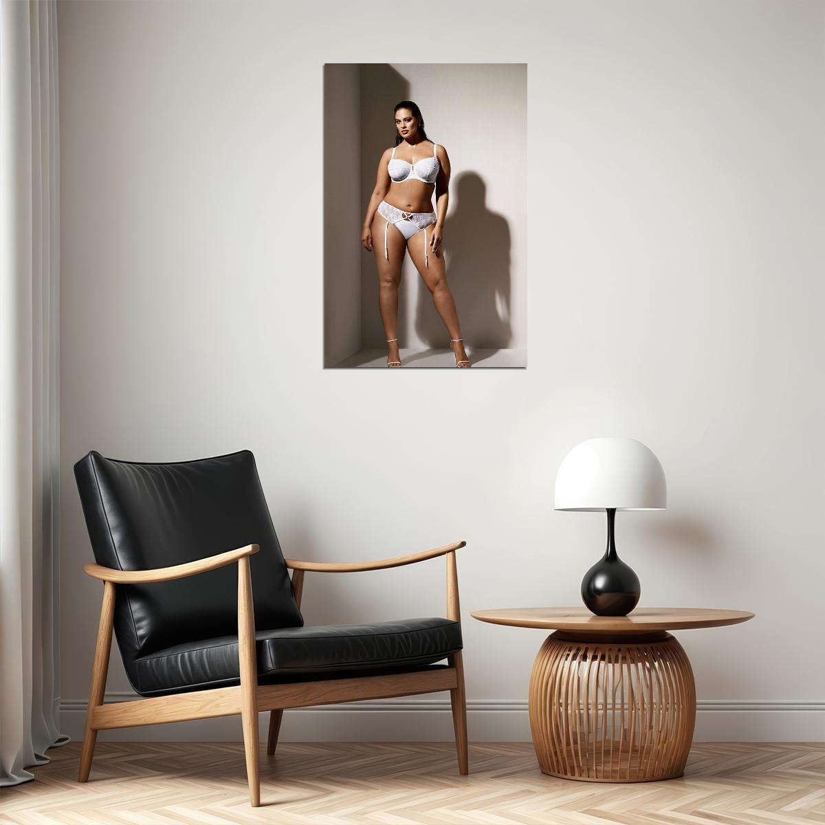 Think Big Sexy Female Model White Underwear Photo Poster Wall Art Print Home Wall Decor - xonomax