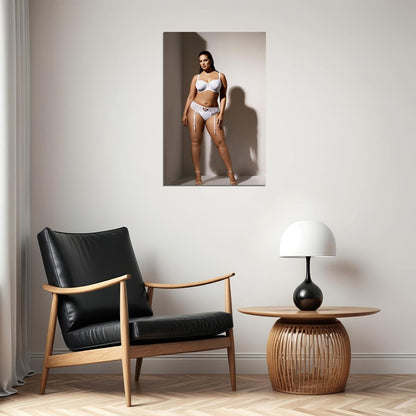 Think Big Sexy Female Model White Underwear Photo Poster Wall Art Print Home Wall Decor - xonomax