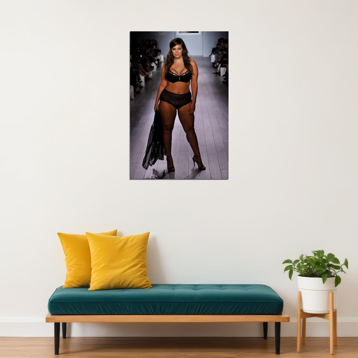Think Big Sexy Female Model Black Underwear Photo Poster Wall Art Print Home Wall Decor - xonomax