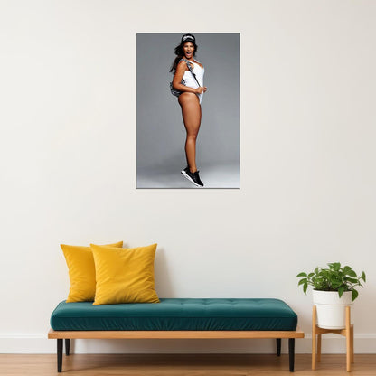 Think Big Sexy Female Model White Swimsuit White Poster Wall Art Print Home Wall Decor - xonomax