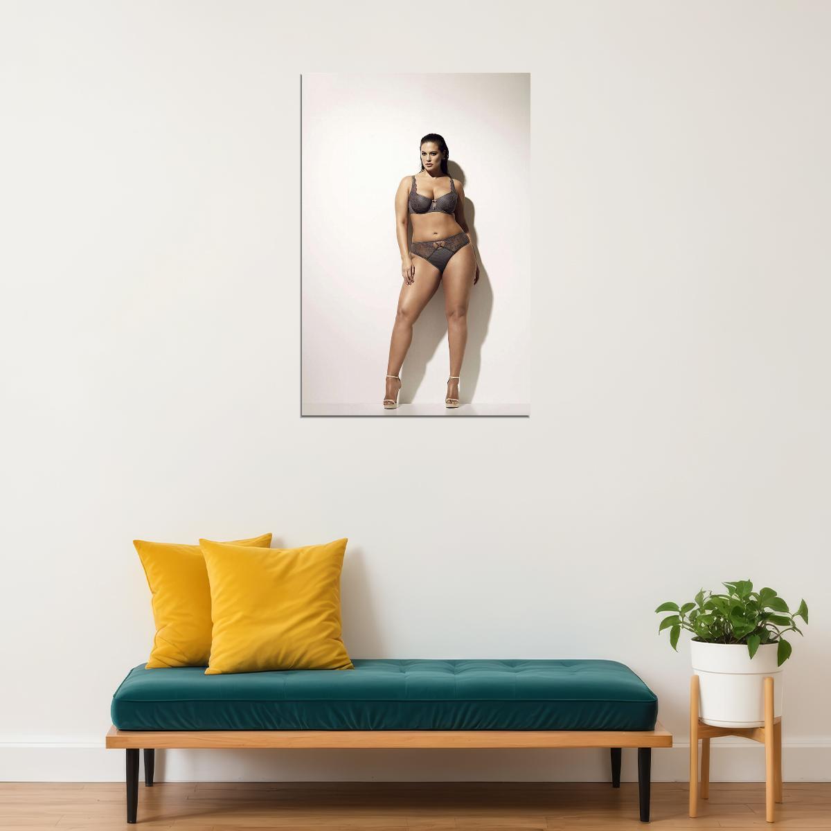Think Big Sexy Female Model Brown Underwear Poster Wall Art Print Home Wall Decor - xonomax