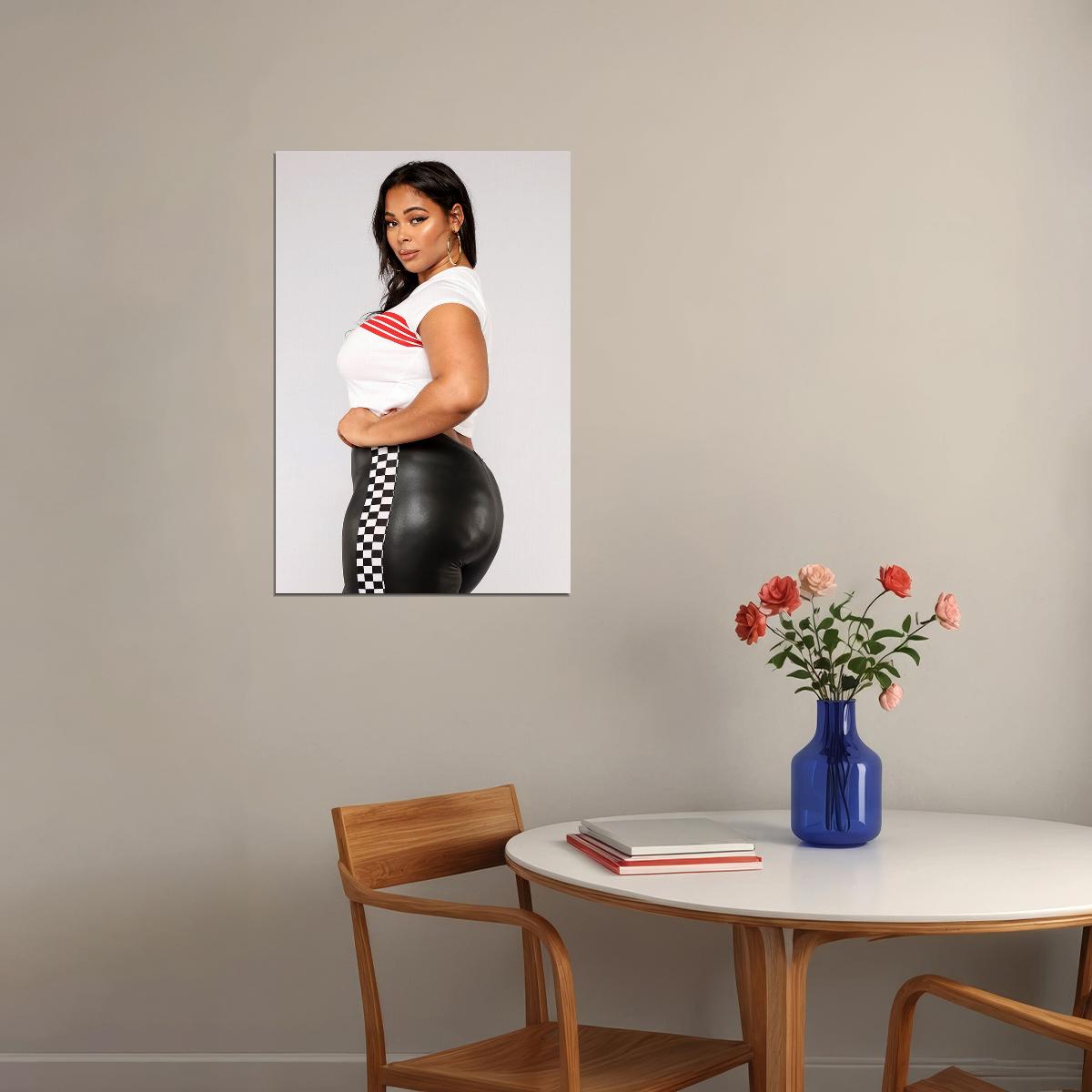 Think Big Sexy Female Model White T-shirt Poster Wall Art Print Home Wall Decor - xonomax