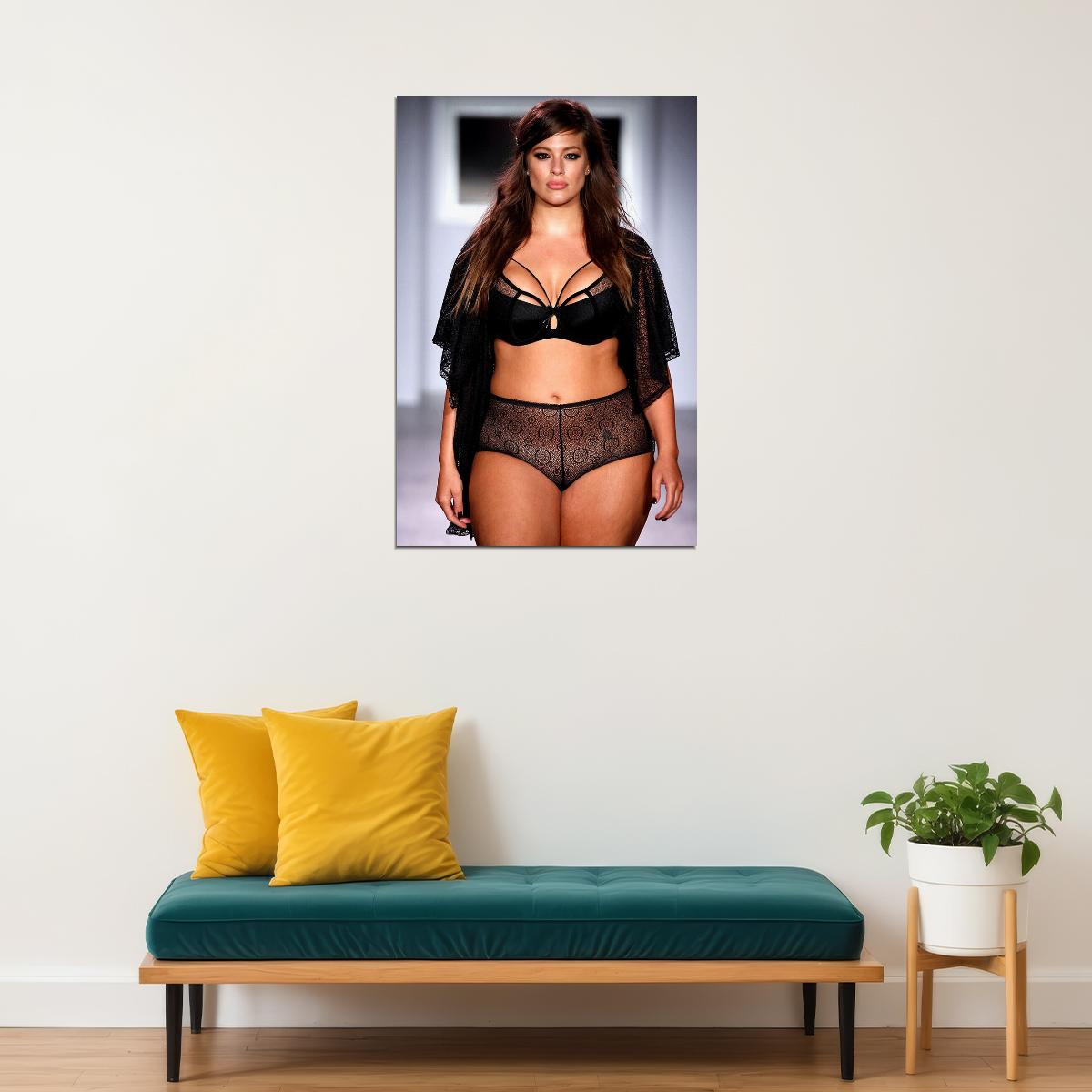 Think Big Sexy Female Model Black Underwear Poster Wall Art Print Home Wall Decor - xonomax