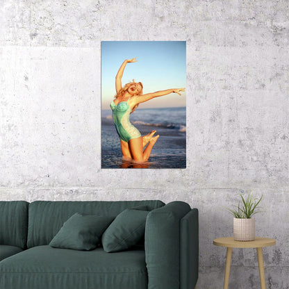 Jenny Mccarthy Actor Sea Swimsuit Pose Poster Wall Art Print Home Wall Decor - xonomax