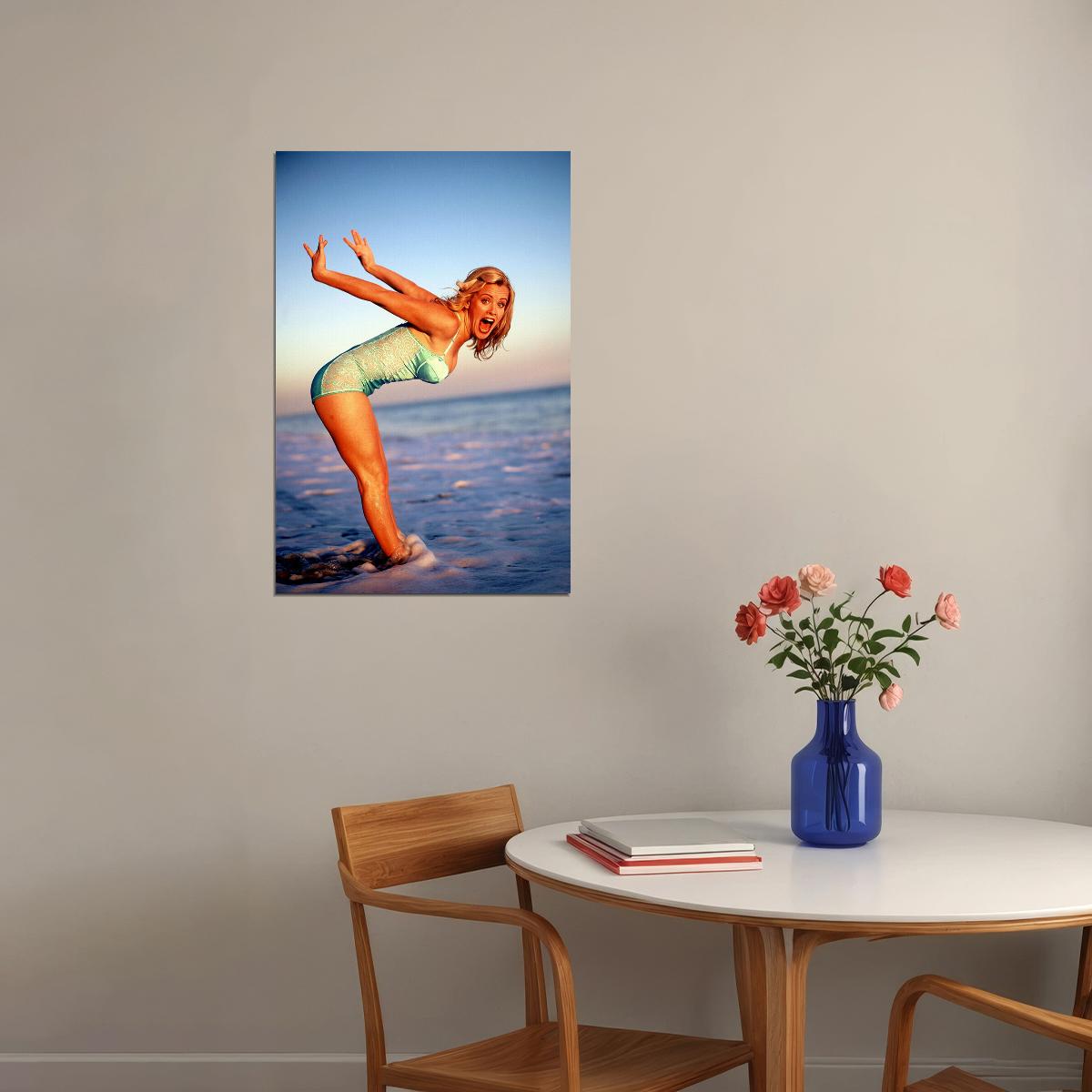 Jenny Mccarthy Swimsuit Pose Sea Poster Wall Art Print Home Wall Decor - xonomax