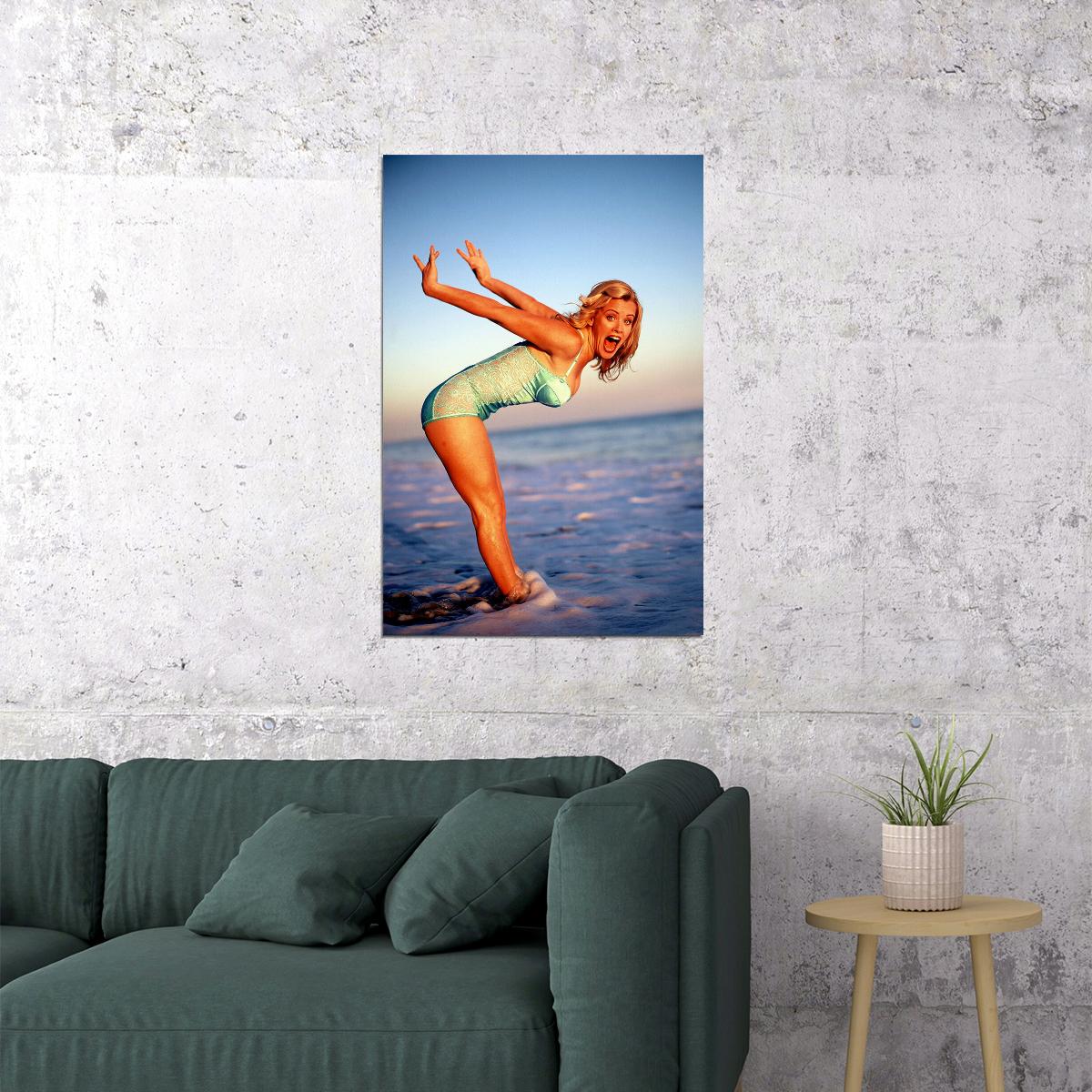 Jenny Mccarthy Swimsuit Pose Sea Poster Wall Art Print Home Wall Decor - xonomax