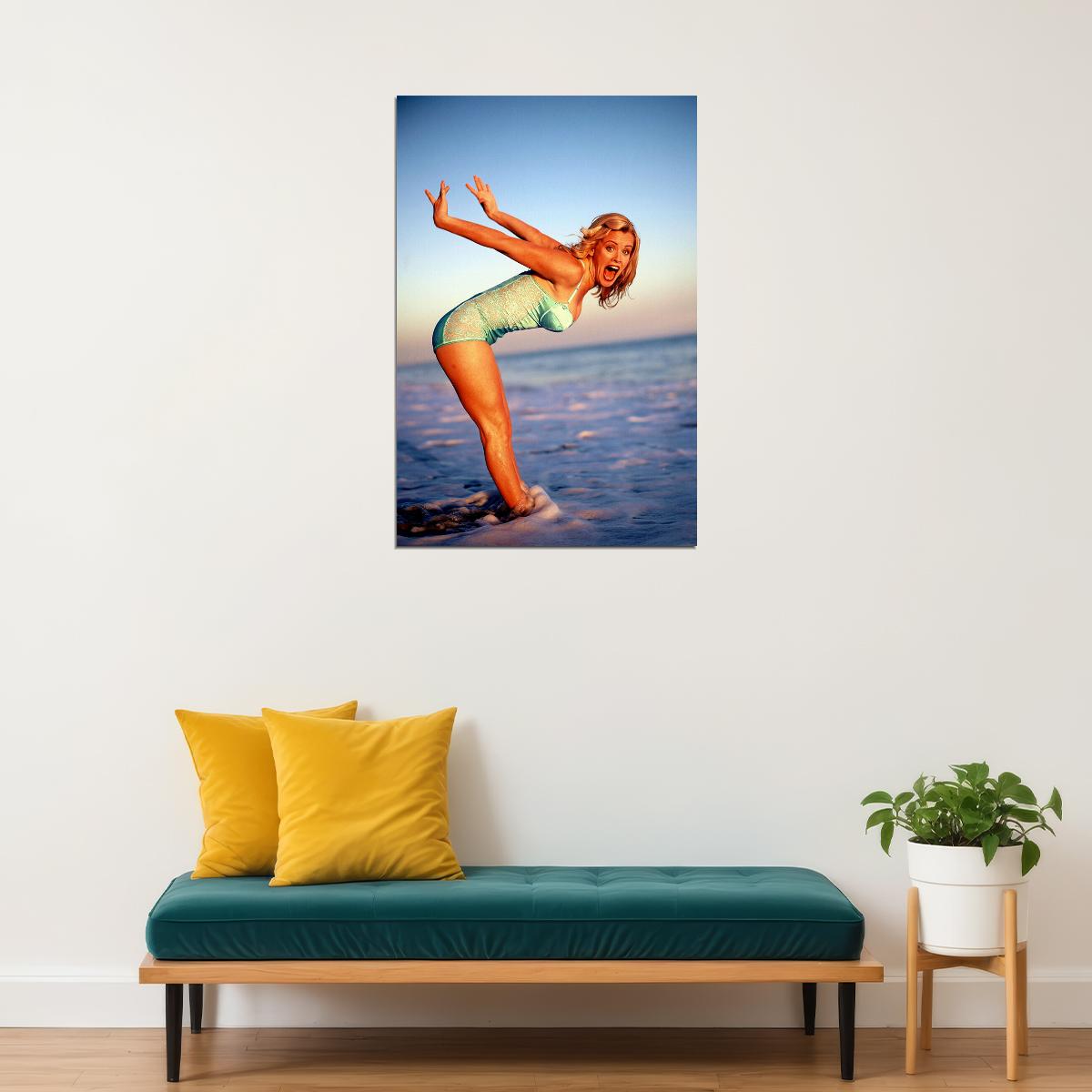 Jenny Mccarthy Swimsuit Pose Sea Poster Wall Art Print Home Wall Decor - xonomax