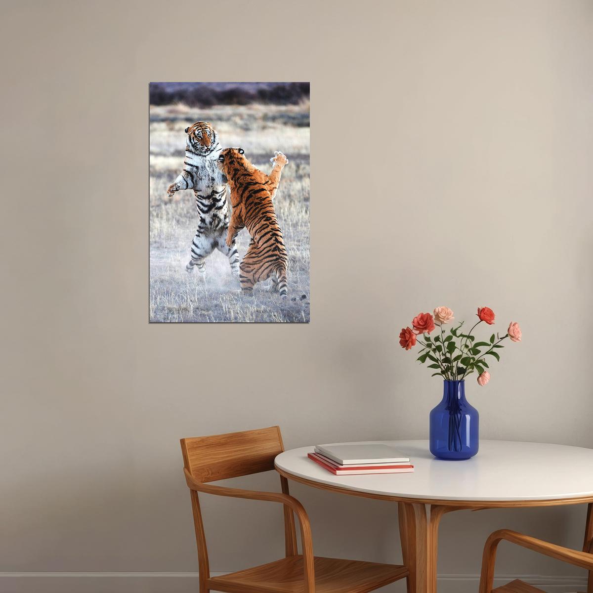 Animal Clash Of The Tigers Nature Forest Poster Wall Art Print Home Wall Decor - xonomax