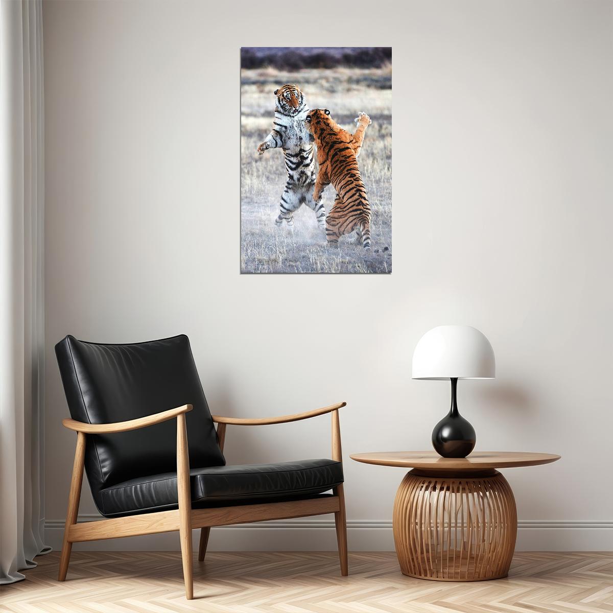 Animal Clash Of The Tigers Nature Forest Poster Wall Art Print Home Wall Decor - xonomax