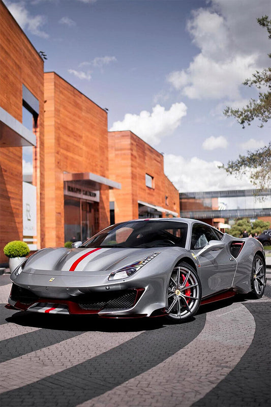 Ferrari Silver Extreme Machines Land Vehicle Poster Wall Art Print Home Wall Decor - xonomax