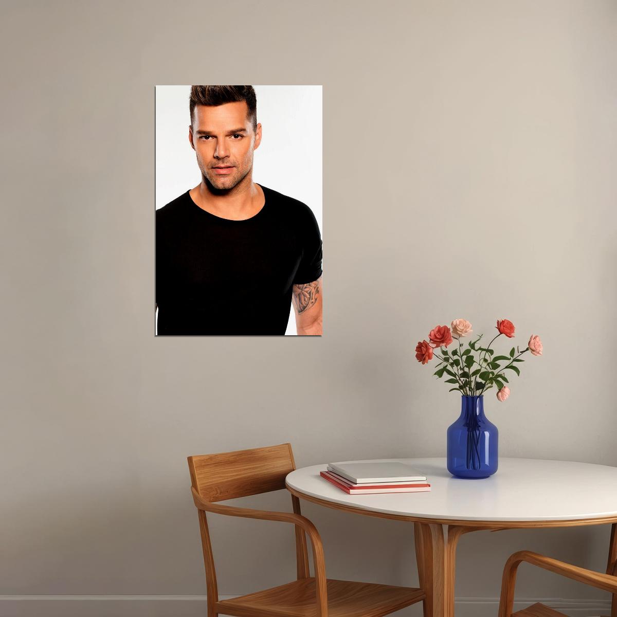 Ricky Martin Black T-shirt Writer Artist Poster Wall Art Print Home Wall Decor - xonomax