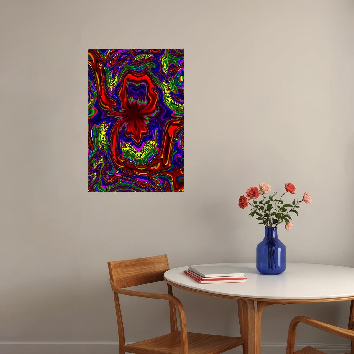 Rotating Colored Circles Psychedelic Poster Wall Art Print Home Wall Decor - xonomax