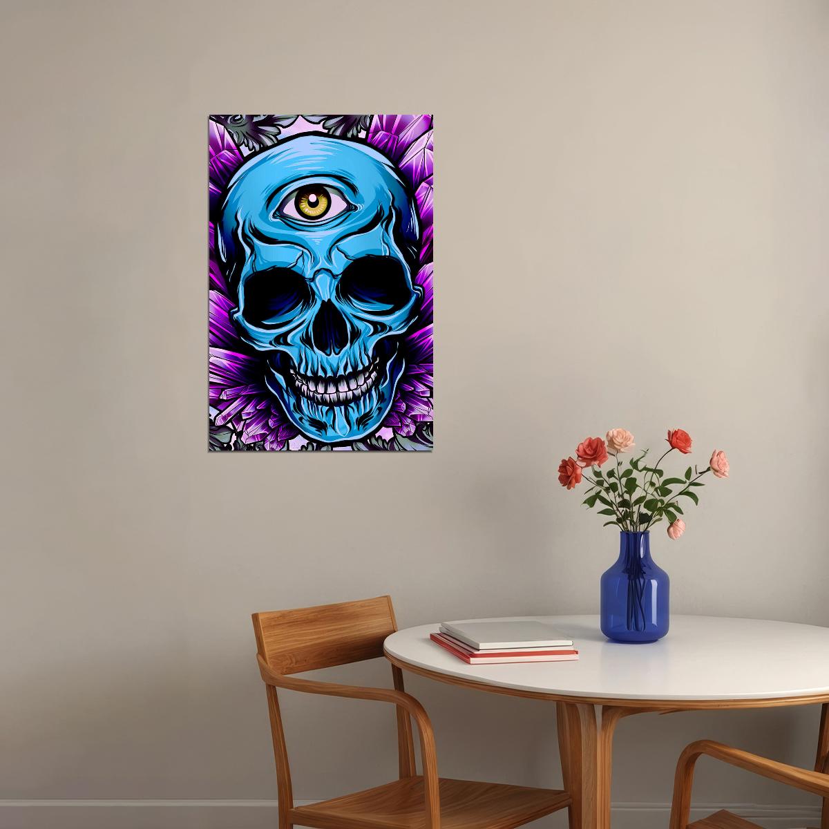 Skulls Head Smooth Eye Cartoon Horror Fantasy Poster Wall Art Print Home Wall Decor - xonomax