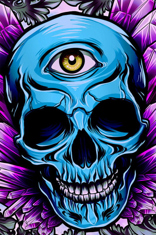 Skulls Head Smooth Eye Cartoon Horror Fantasy Poster Wall Art Print Home Wall Decor - xonomax