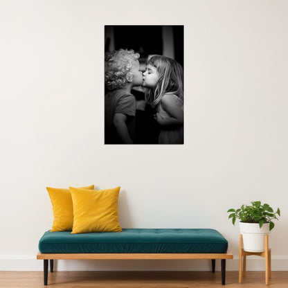 Young Love Young Boy And Girl Kissing Poster Wall Art Print Home Wall Decor - xonomax