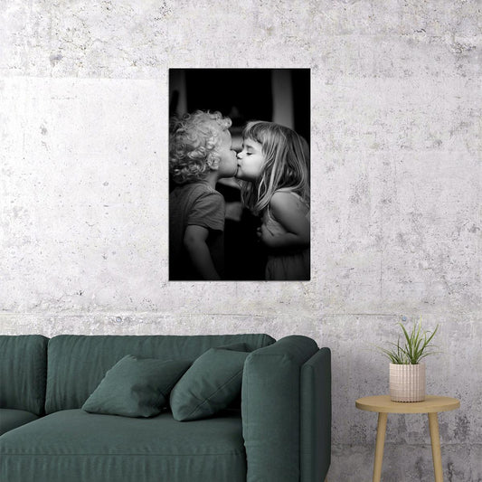 Young Love Young Boy And Girl Kissing Poster Wall Art Print Home Wall Decor - xonomax
