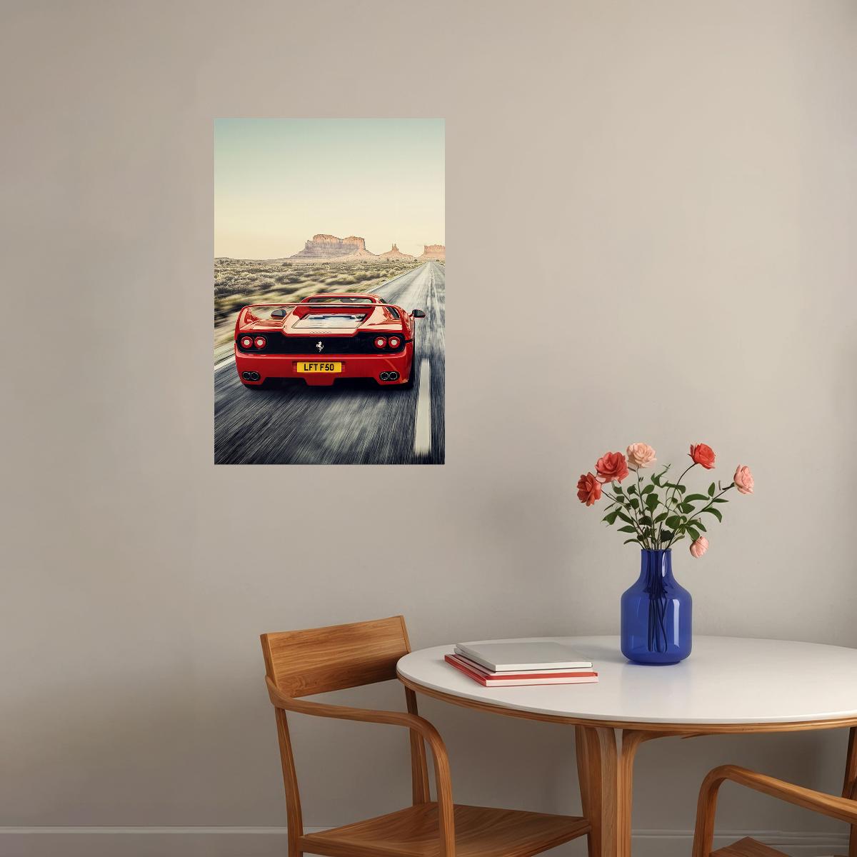 Cars Ferrari Fi50 Road And Track Land Vehicle Poster Wall Art Print Home Wall Decor - xonomax