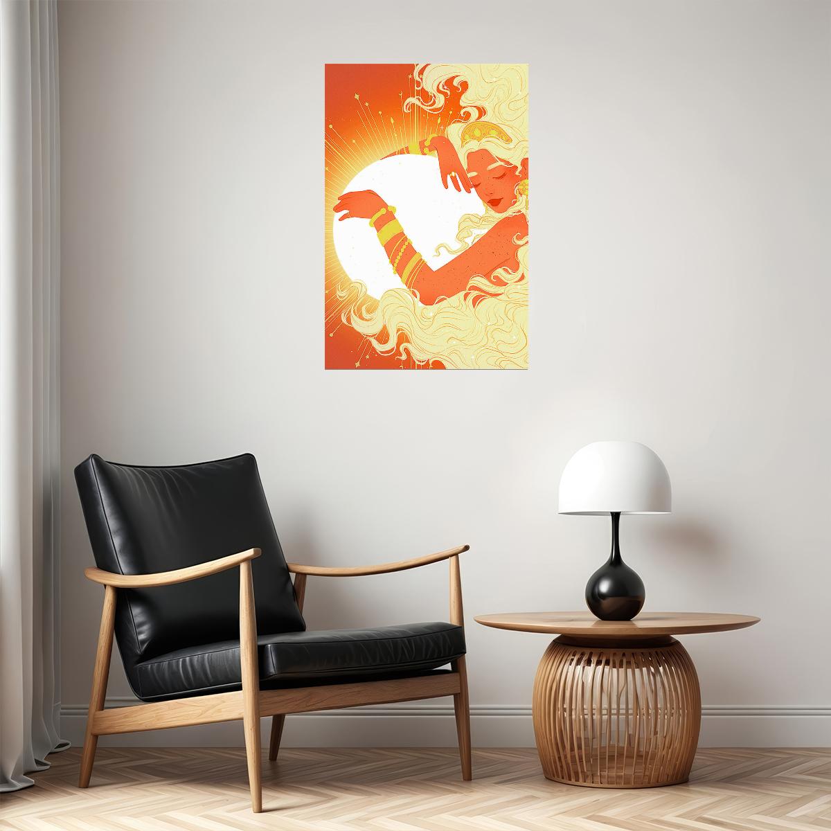 Psychedelic Sleeping Sun Illustration Poster Wall Art Print Home Wall Decor - xonomax