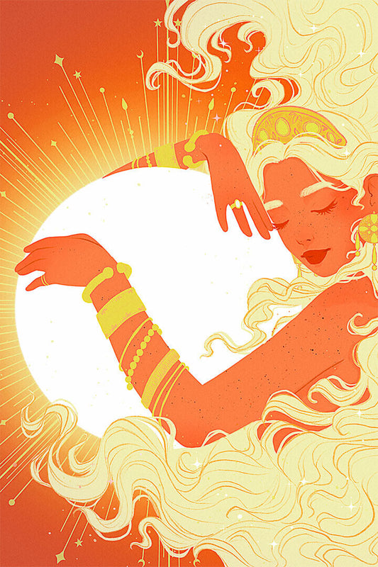 Psychedelic Sleeping Sun Illustration Poster Wall Art Print Home Wall Decor - xonomax