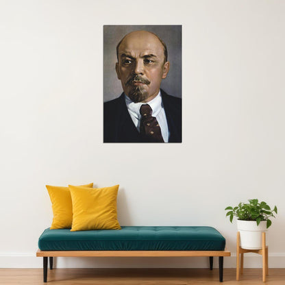 Marx Lenin Hat Posed Socialist Brown Background Poster Wall Art Print Home Wall Decor