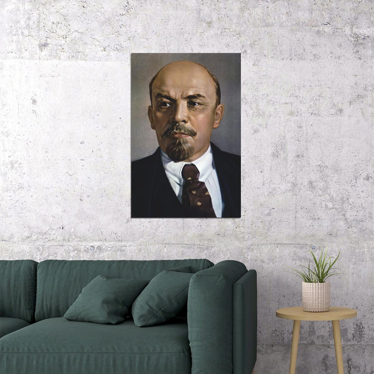 Marx Lenin Hat Posed Socialist Brown Background Poster Wall Art Print Home Wall Decor