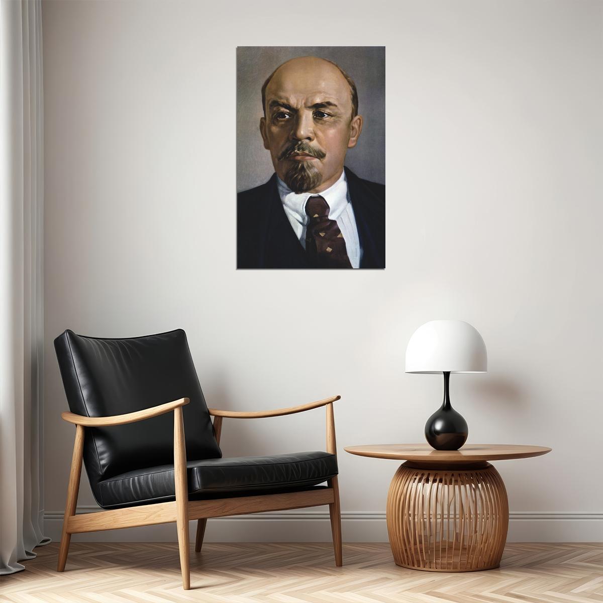 Marx Lenin Hat Posed Socialist Brown Background Poster Wall Art Print Home Wall Decor