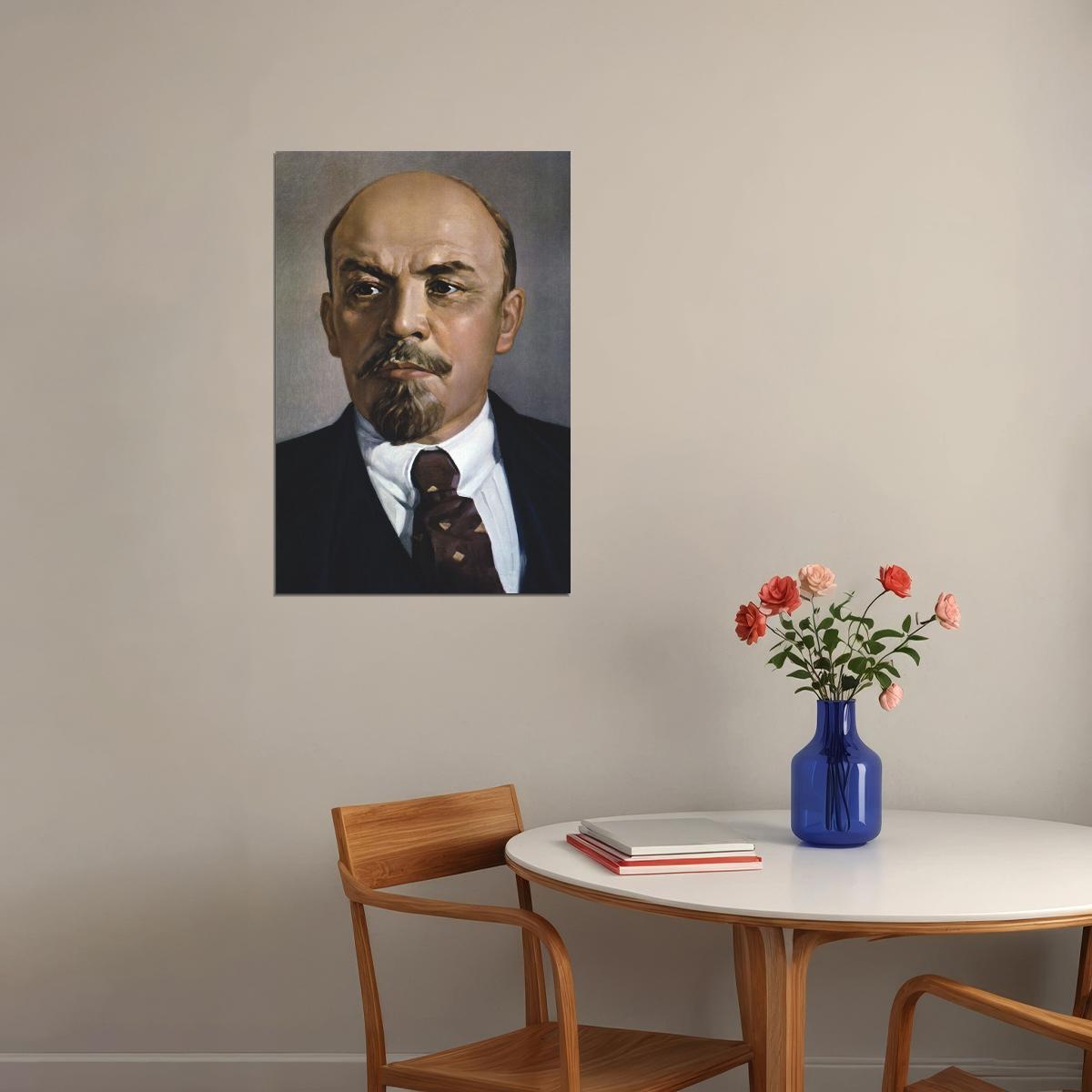 Marx Lenin Hat Posed Socialist Brown Background Poster Wall Art Print Home Wall Decor