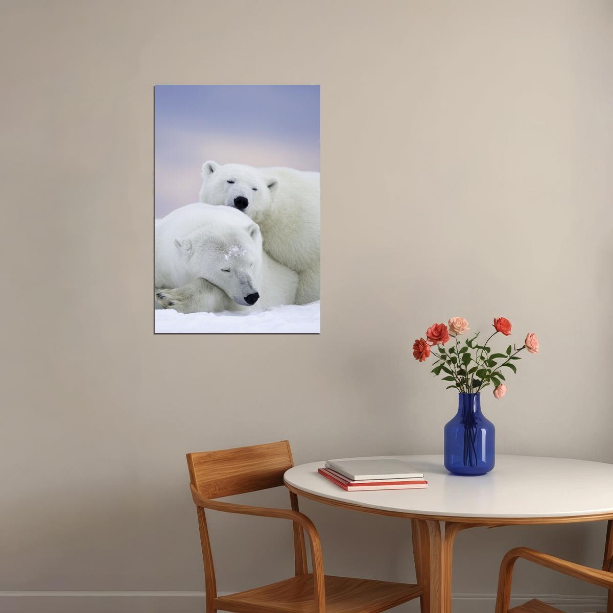 Polar Bears In The Snow Animals Polar Love Poster Wall Art Print Home Wall Decor