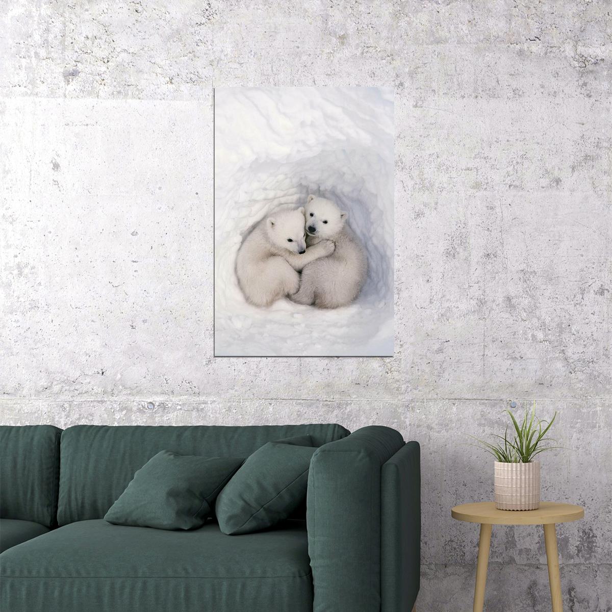 Polar Bears In The Snow Animals Polar Love Poster Wall Art Print Home Wall Decor