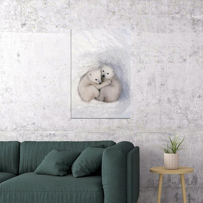 Polar Bears In The Snow Animals Polar Love Poster Wall Art Print Home Wall Decor