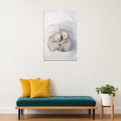 Polar Bears In The Snow Animals Polar Love Poster Wall Art Print Home Wall Decor