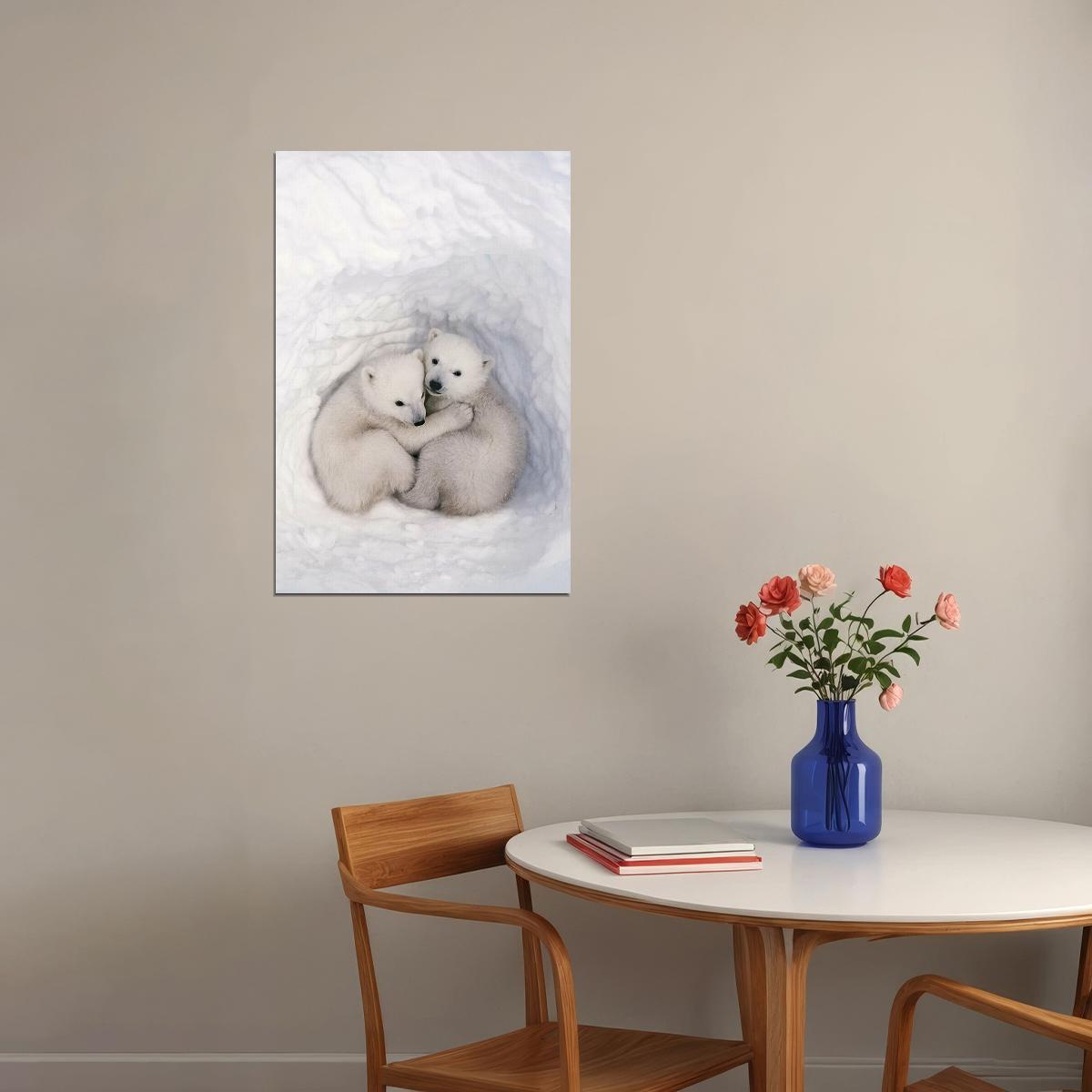 Polar Bears In The Snow Animals Polar Love Poster Wall Art Print Home Wall Decor