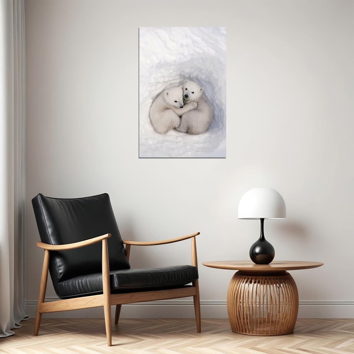 Polar Bears In The Snow Animals Polar Love Poster Wall Art Print Home Wall Decor
