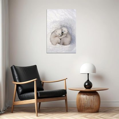 Polar Bears In The Snow Animals Polar Love Poster Wall Art Print Home Wall Decor