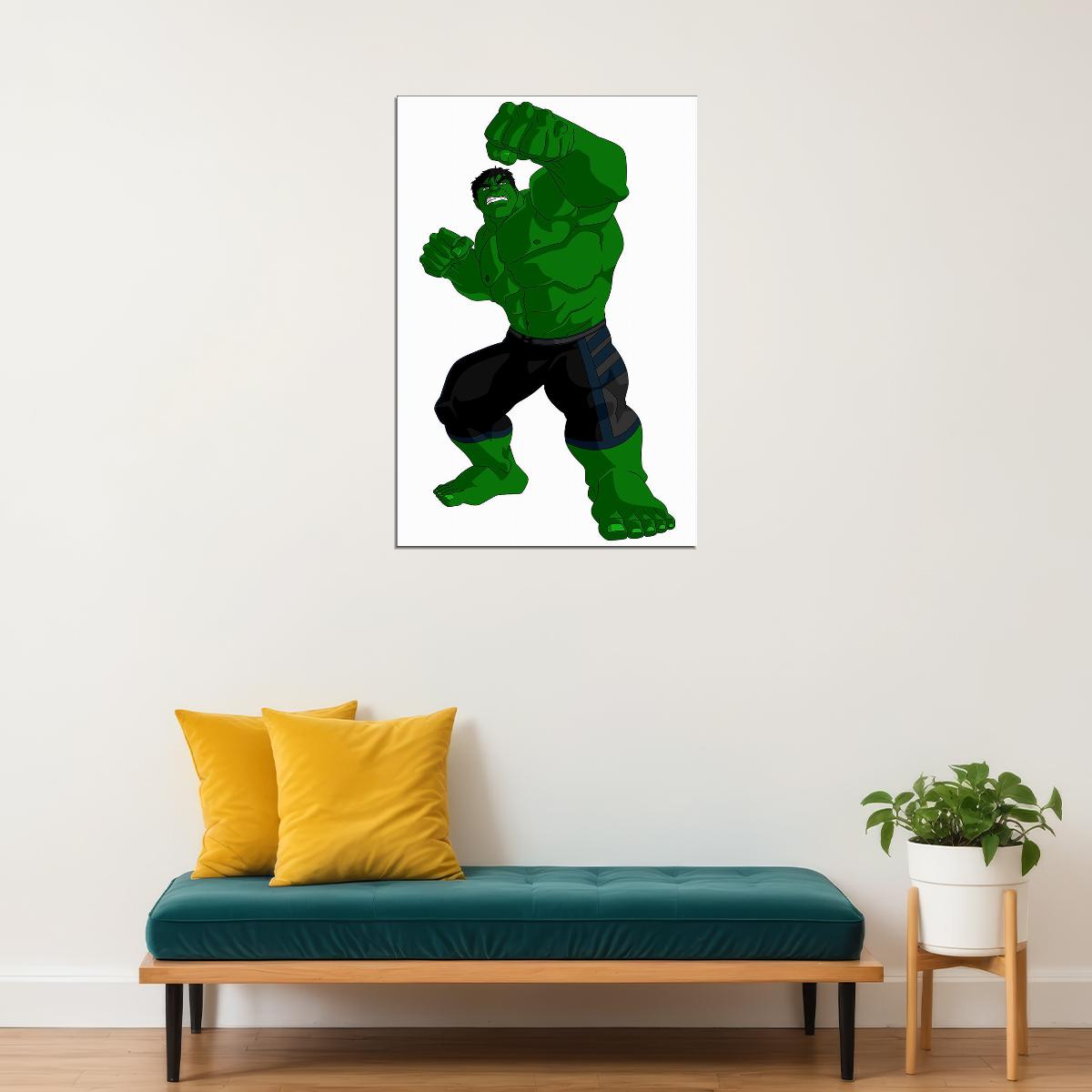 The Hulk Pounding Action Science Fiction Poster Wall Art Print Home Wall Decor