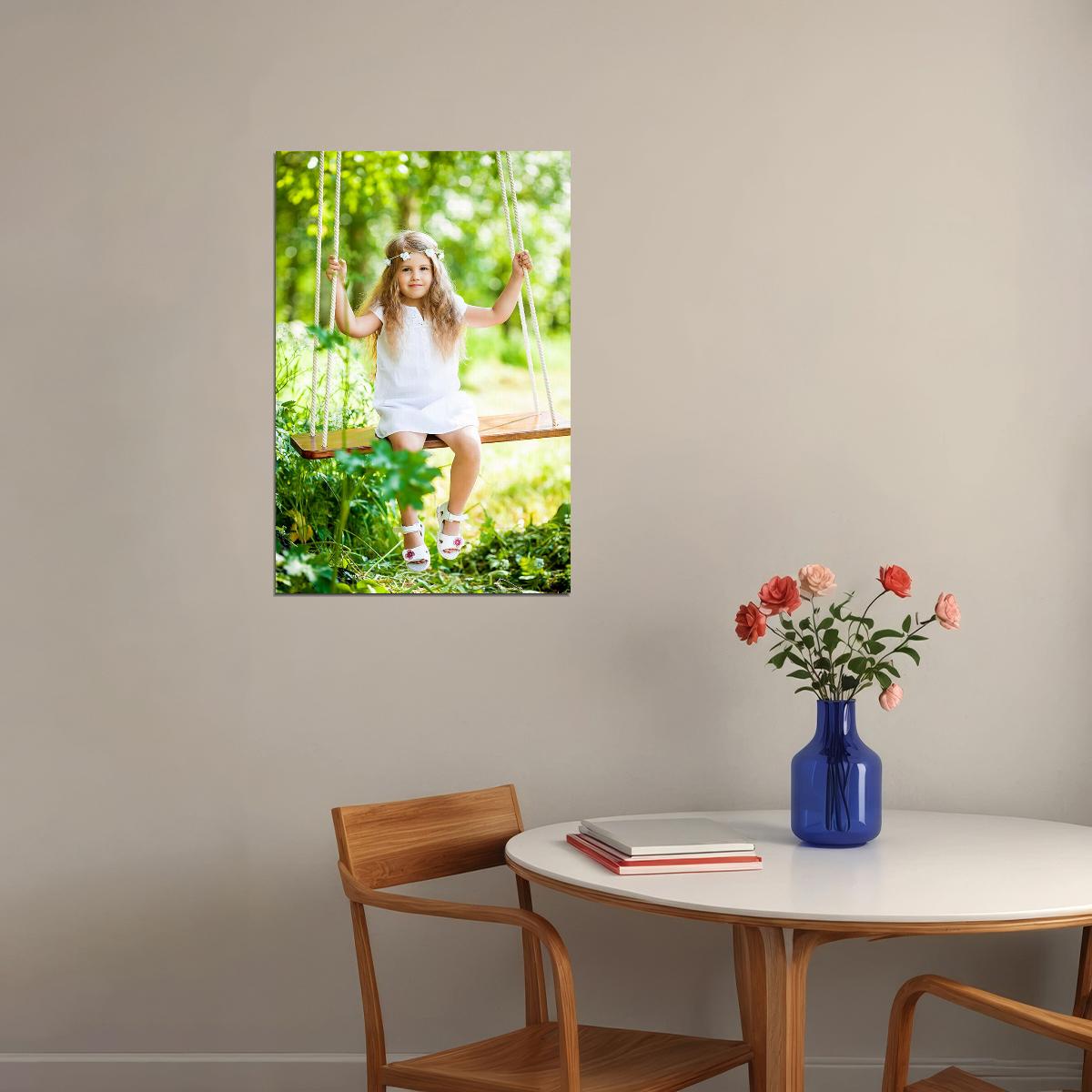 Little Girl In Swing Excitement Poster Wall Art Print Home Wall Decor