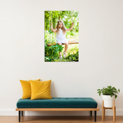 Little Girl In Swing Excitement Poster Wall Art Print Home Wall Decor