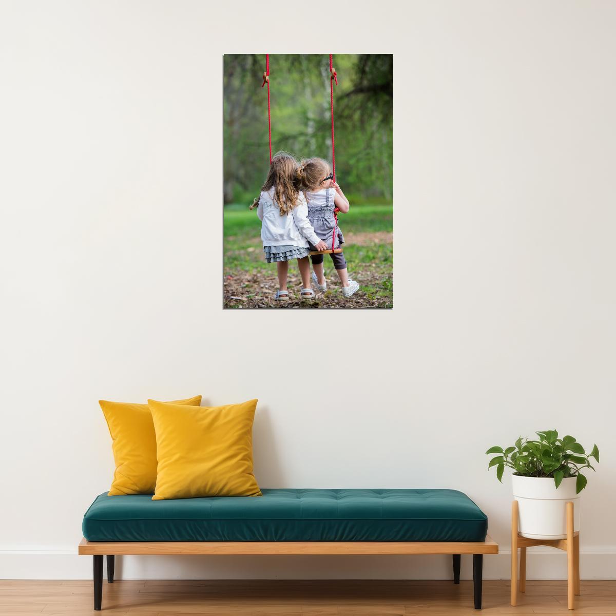 Little Girl In Swing Picture Poster Wall Art Print Home Wall Decor