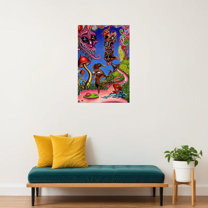 Psychedelic Shrooming Colorful Figures Poster Wall Art Print Home Wall Decor
