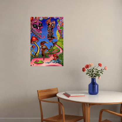 Psychedelic Shrooming Colorful Figures Poster Wall Art Print Home Wall Decor