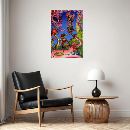 Psychedelic Shrooming Colorful Figures Poster Wall Art Print Home Wall Decor