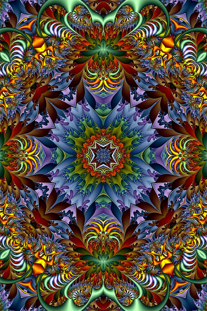 Classic Fractals Psychedelic Geometrical Poster Wall Art Print Home Wall Decor