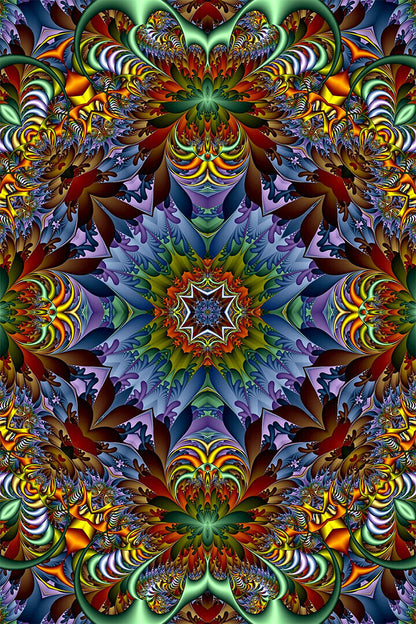 Classic Fractals Psychedelic Geometrical Poster Wall Art Print Home Wall Decor