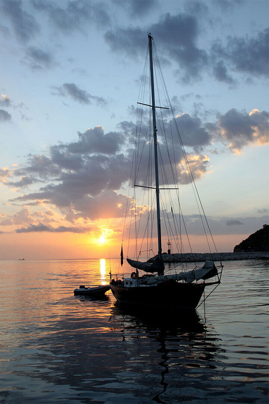 Photo Sail Boat At Nature Sunset Poster Wall Art Print Home Wall Decor