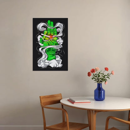 Pyschedelic Leaf Marijuana Theme Green Poster Wall Art Print Home Wall Decor