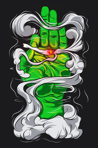 Pyschedelic Leaf Marijuana Theme Green Poster Wall Art Print Home Wall Decor